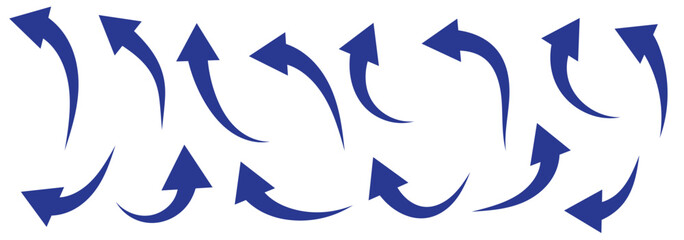 Black arrows set. Curved arrows. Arrow sign. Flat style icons.