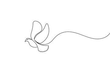 Bird continuous one line drawing and minimalist style isolate outline vector illustration