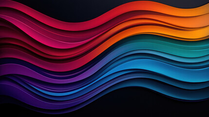 Vibrant wavy lines in shades of purple, pink, orange, and blue