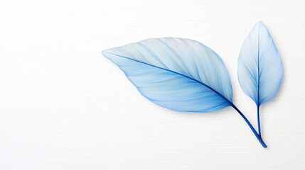 Elegant Blue Leaves on a Soft White Background for Nature and Decoration Purposes