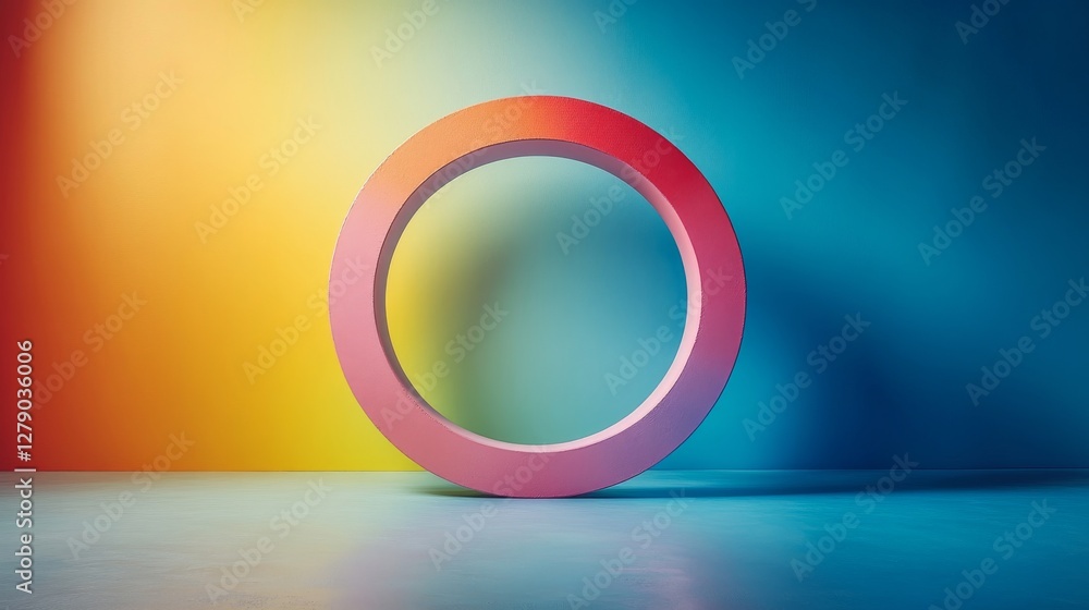 Aufkleber minimalist abstract composition featuring a circular structure with a gradient of warm and cool colo