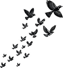 Obraz premium set of flying birds silhouette line art vector