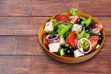 Fresh delicious salad with fresh vegetables