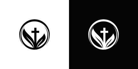 simple hand and cross logo vector