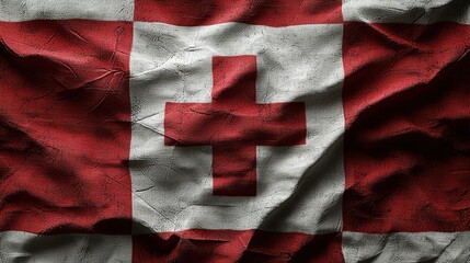 Waving Swiss Flag with Textured Appearance in Red and White Color Scheme