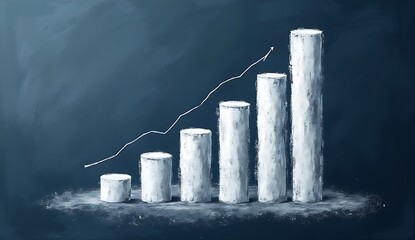 A bold chalkboard sketch of financial pillars symbolizing market growth.