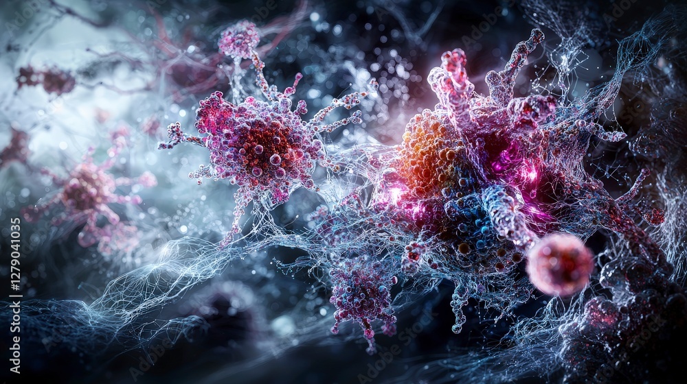 Leinwandbilder Exploring synthetic biology through abstract visualization digital art sci-fi environment macro view innovative concept
