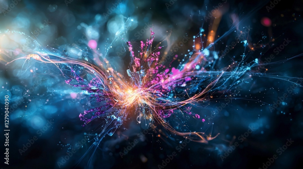 Poster dynamic abstract visualization of social justice art in a colorful digital space environment