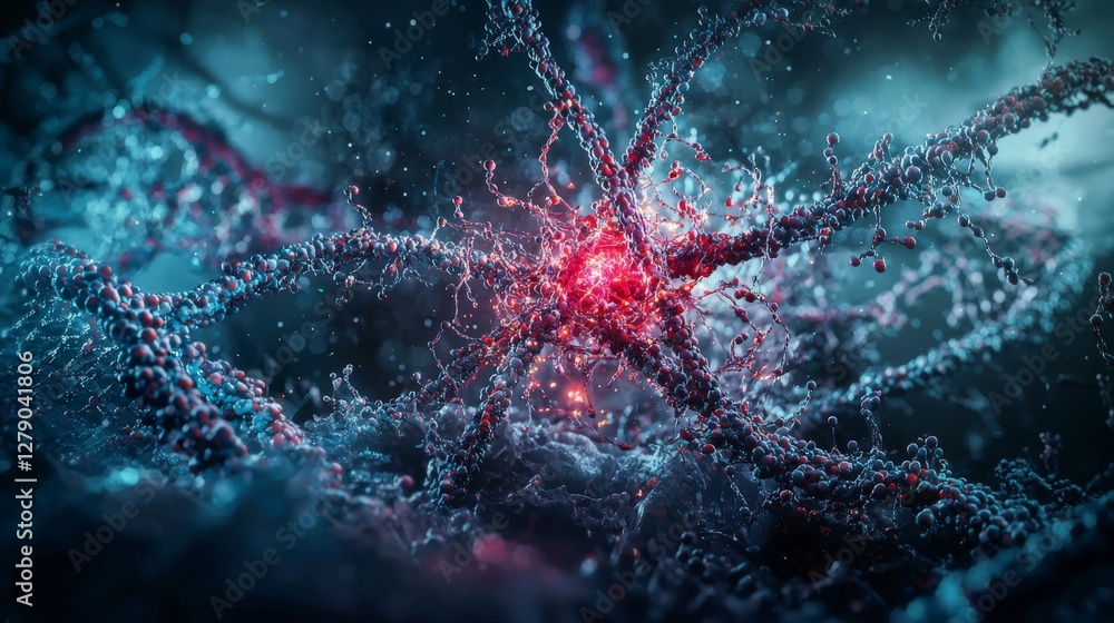 Poster Manipulating dna strands in a microscopic lab scientific visualization digital art abstract environment