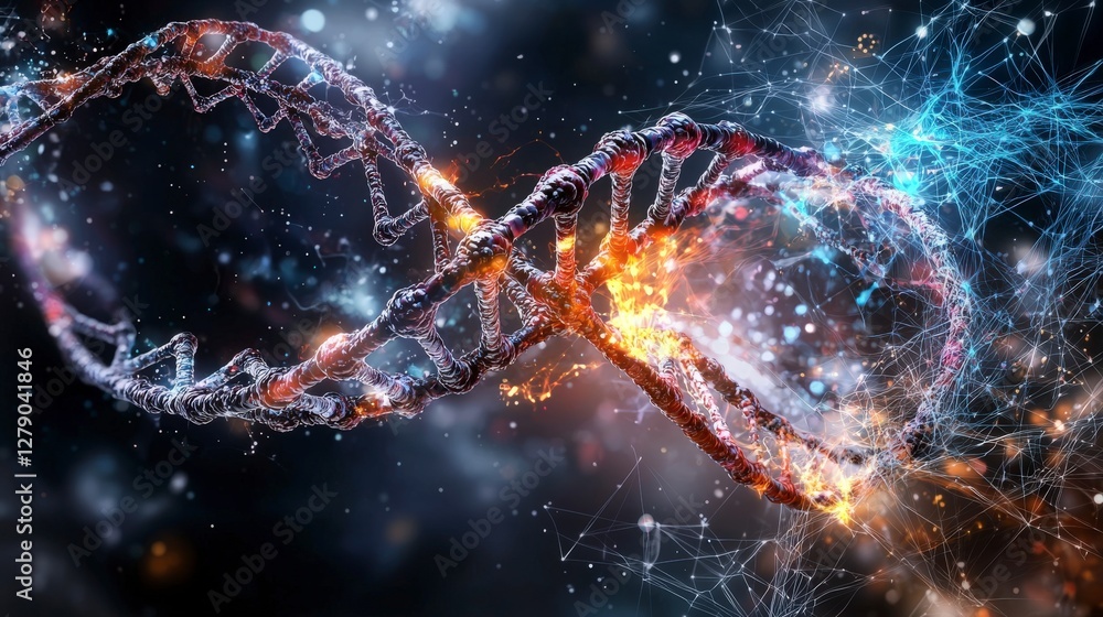 Poster Manipulating dna strands in a lab environment scientific visualization dynamic background abstract concept