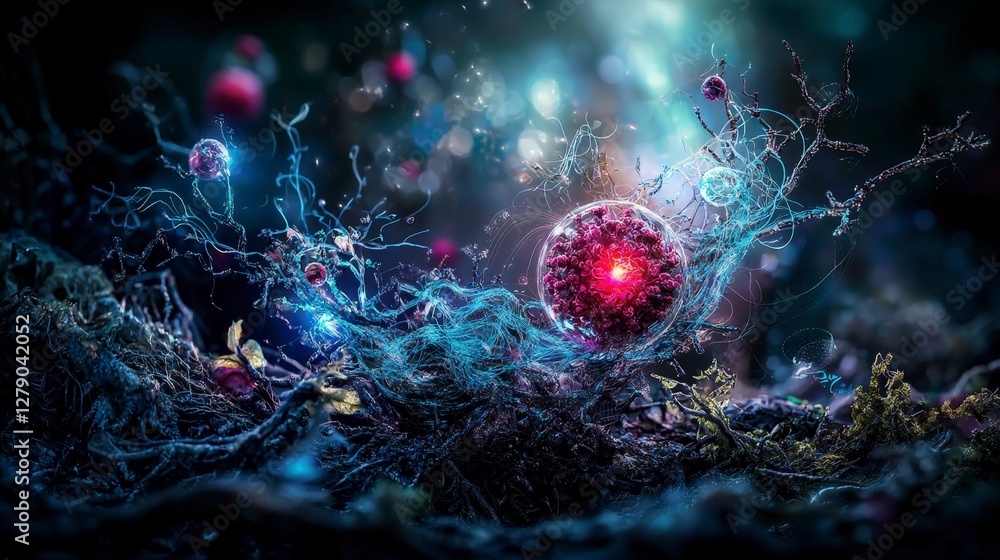 Poster a visual journey of innovation surreal digital art in a cosmic landscape of infinite perspective