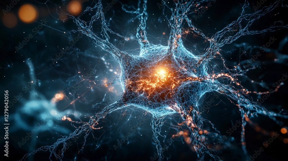 Aufkleber Exploring the neural network dynamics digital realm visual representation scientific environment abstract perspective