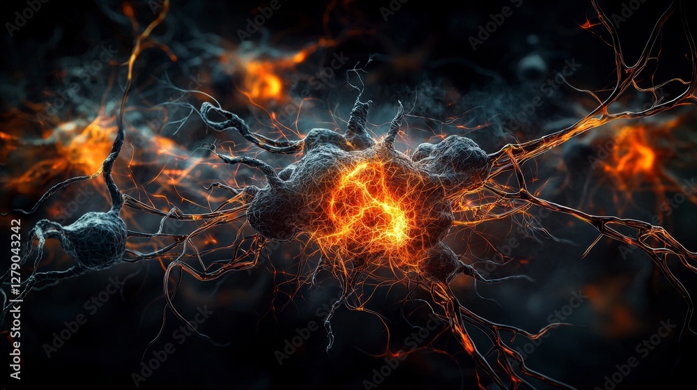 Poster Dynamic neural network pattern visualization digital art abstract environment macro view technology concept
