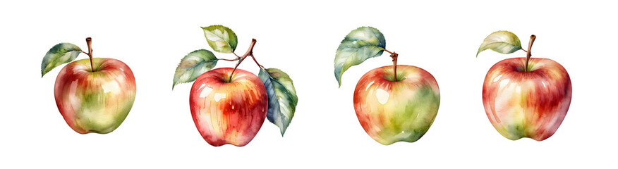 Watercolor Apple with Leaf