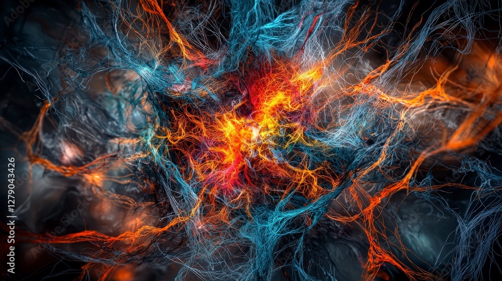 Poster Delicate glowing threads intertwine abstract concept art digital creation sci-fi environment high detail viewpoint