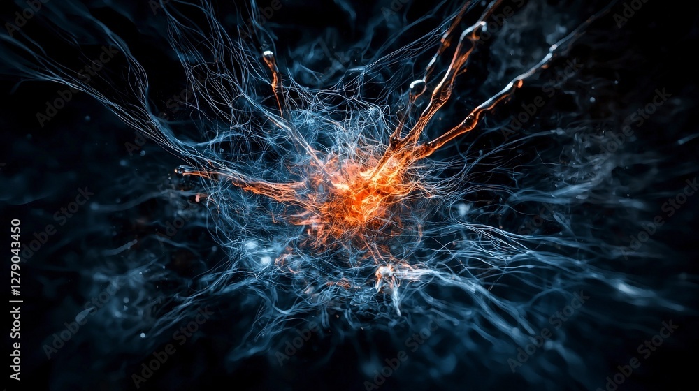 Leinwandbilder Abstract neural network visualization in holographic display digital art sci-fi environment immersive viewpoint