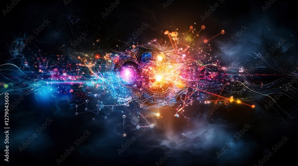 Aufkleber Quantum computing revolution floating algorithms in abstract digital space futuristic environment vibrant viewpoint