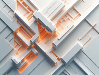An abstract pattern with geometric shapes embedded in a grid of fine lines