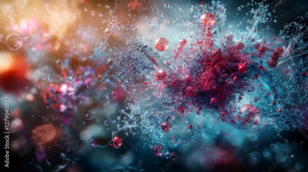 Aufkleber dynamic chemical interactions digital art abstract colorful science concept enigmatic visual intrica