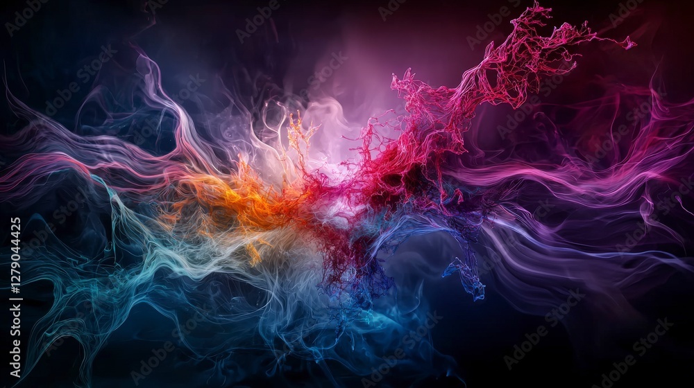 Poster Visualizing emotions colorful swirls of abstract art and digital algorithms in artistic expression