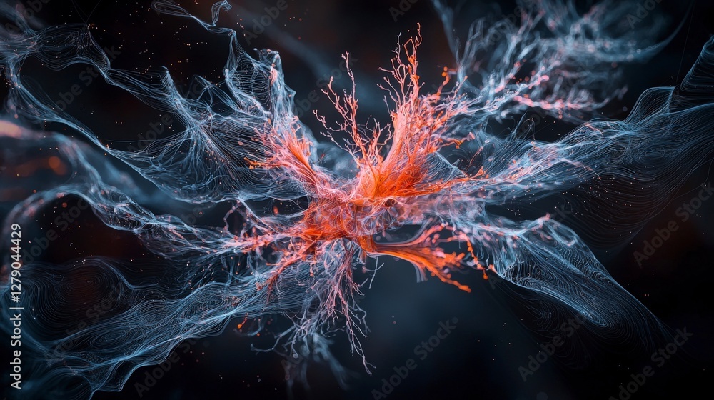 Aufkleber Abstract visualization of emotional algorithms digital art colorful background energetic flow artistic expression
