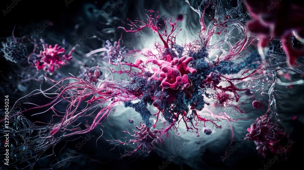 Aufkleber self-repairing organic structures abstract visualization digital art sci-fi environment close-up fut