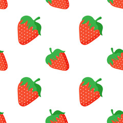 Seamless background of berries. Vector pattern of strawberries on a white background.