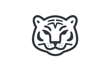 Naklejka premium tiger icon solid black line on white background.