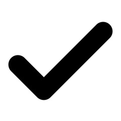 Vector check mark icon, isolated on a transparent background. Perfect for approvals, confirmations, to-do lists, and UI design elements.

