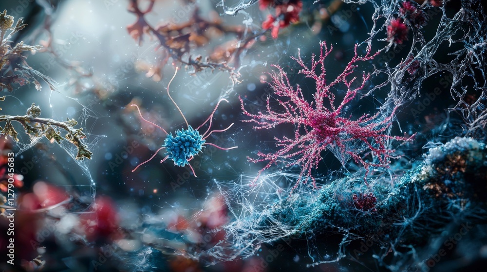 Poster Synthetic ecosystems innovative biological interactions in a 3d microscopic digital laboratory exploration