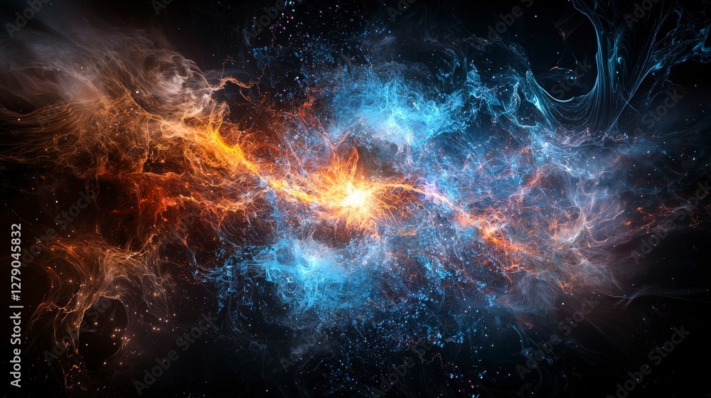 Leinwandbilder cosmic explosion of colorful energy outer space abstract art digital realm wide-angle expanding huma