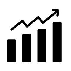 Business graph with an upward arrow, isolated on a transparent background. Ideal for financial growth, analytics, success, and economic trends.

