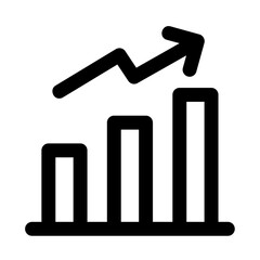 Business graph with an upward arrow, isolated on a transparent background. Ideal for financial growth, analytics, success, and economic trends.

