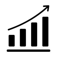 Business graph with an upward arrow, isolated on a transparent background. Ideal for financial growth, analytics, success, and economic trends.

