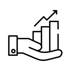 Business graph with an upward arrow, isolated on a transparent background. Ideal for financial growth, analytics, success, and economic trends.

