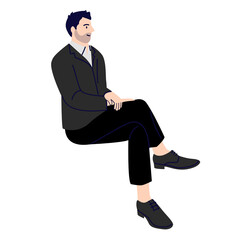 A silhouette of a man sitting stylishly at a table and chair, isolated on a transparent PNG background, perfect for modern designs, presentations, and creative projects.

