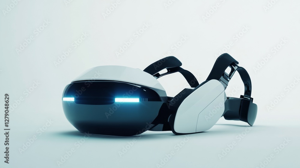 Poster adjustable virtual reality headset render digital studio 3d model high-tech environment close-up vie