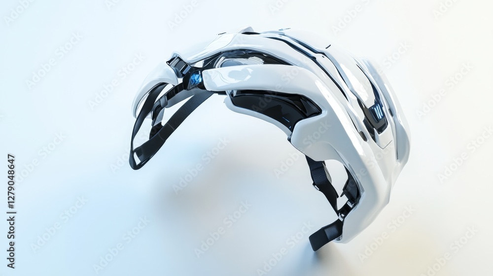 Poster adjustable virtual reality headset render digital studio 3d model cyber environment close-up technol