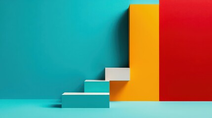 Acrylic representation of financial stability through layered geometric shapes