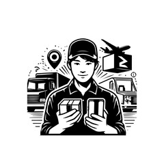 Best digital marketing boy with diffent element vector design