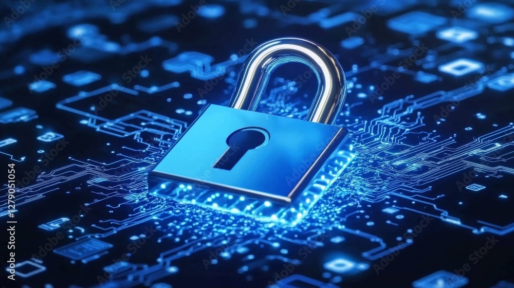 Poster unlocking digital security tech icons online visual art cyber environment digital perspective innova