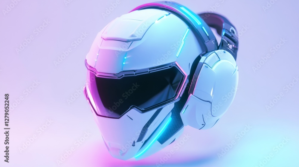 Poster exploring the future vr headset design virtual reality studio digital render futuristic environment 