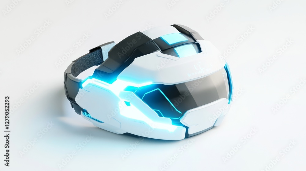 Poster Exploring futuristic vr headset design virtual reality studio 3d render tech environment close-up view advanced technology