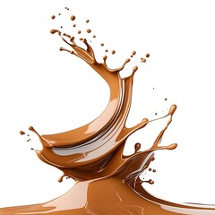 Chocolate splash 3d creative art on white background fluid dynamics abstract design high-resolution...