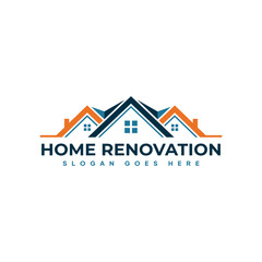 Home Renovation Logo Design. House Remodeling and Construction Logo
