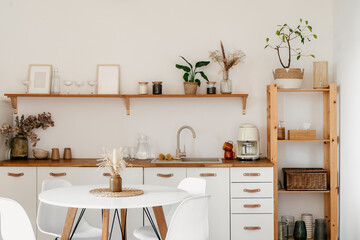 Charming bohemian kitchen with minimalist design and natural elements