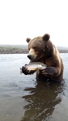 Obraz premium Morning sunlight shining on a bear image