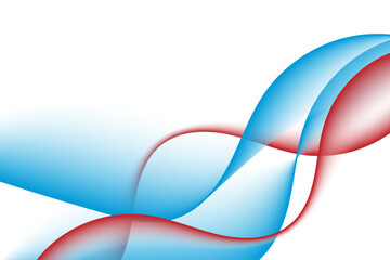 Red And Blue Wave Lines On White Background With Copy Space. Technology Banner. Vector Illustration. Abstract Business Wallpaper