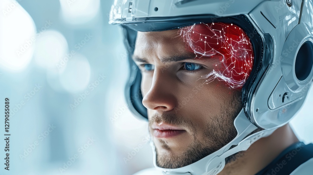 Poster futuristic humanoid learning and adapting in real-time, showcasing technological innovation and prog