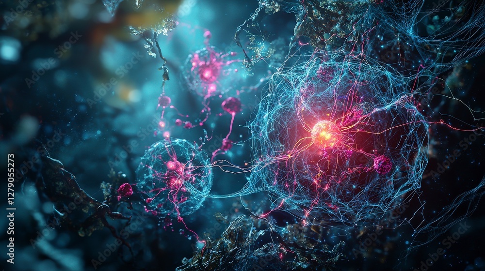 Aufkleber Dynamic ai algorithm visualization in a digital landscape futuristic environment abstract concept art